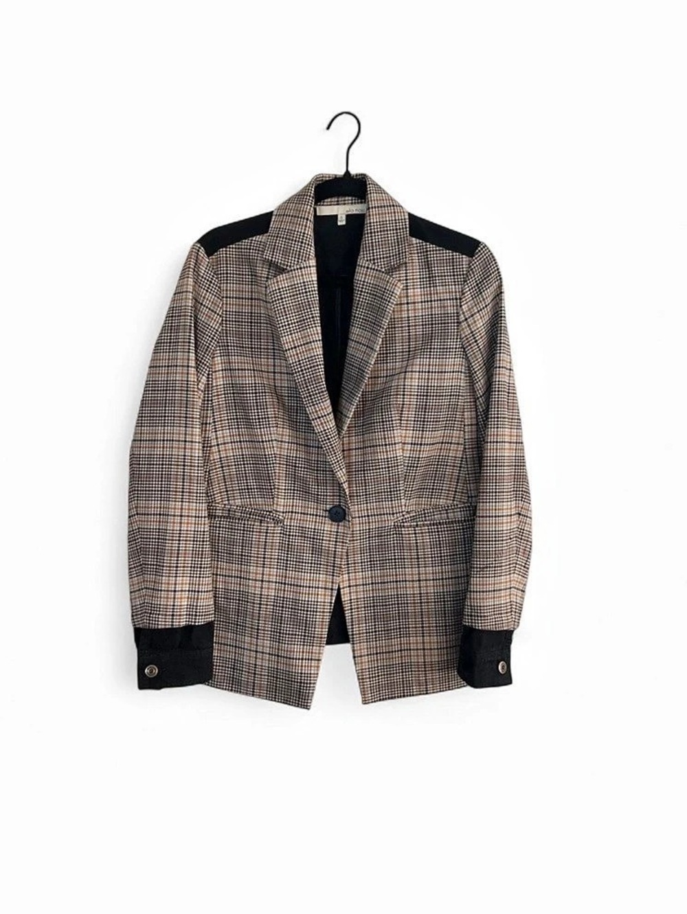 Plaid Blazer in Brown & Black Denim by Ella Moss size M
